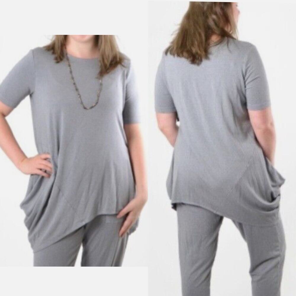 Bryn Walker Jessie Tunic Shirt Gray Asymmetrical Top // Size Medium - Picture 2 of 6